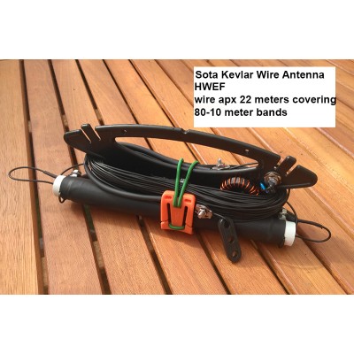  SOTA HWEF KEVLAR ANTENNA   QRP 49:1 10 WATTS 80 -10 meters